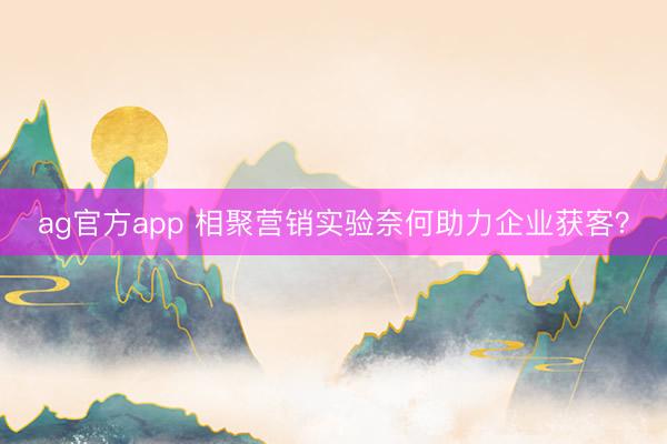 ag官方app 相聚營銷實驗?zāi)魏沃ζ髽I(yè)獲客?