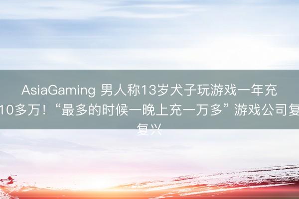 AsiaGaming 男人稱13歲犬子玩游戲一年充值10多萬！“最多的時候一晚上充一萬多” 游戲公司復興