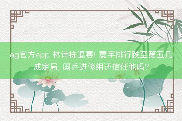 ag官方app 林詩棟退賽! 寰宇排行跌至第五幾成定局， 國乒進修組還信任他嗎?